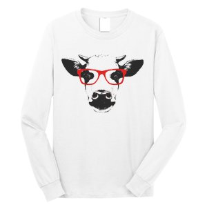 Portrait of Cow with glasses Long Sleeve Shirt