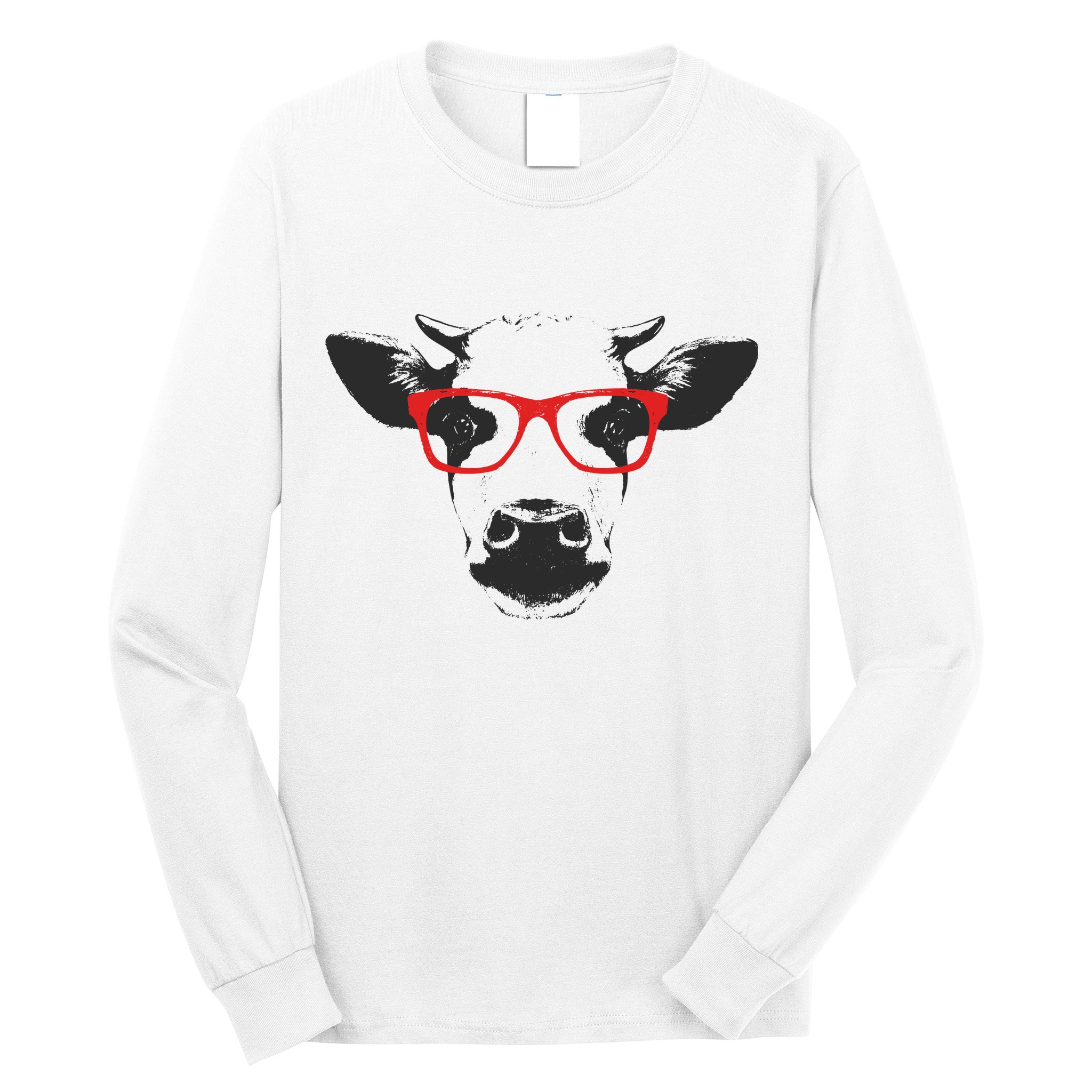 Portrait of Cow with glasses Long Sleeve Shirt