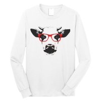 Portrait of Cow with glasses Long Sleeve Shirt