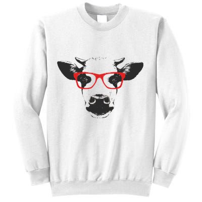 Portrait of Cow with glasses Sweatshirt