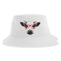 Portrait of Cow with glasses Sustainable Bucket Hat