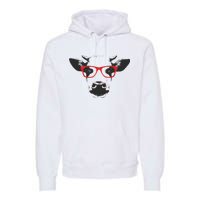 Portrait of Cow with glasses Premium Hoodie