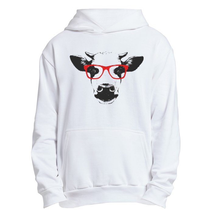 Portrait of Cow with glasses Urban Pullover Hoodie