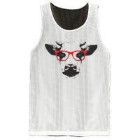 Portrait of Cow with glasses Mesh Reversible Basketball Jersey Tank