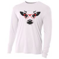 Portrait of Cow with glasses Cooling Performance Long Sleeve Crew