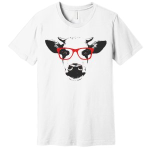 Portrait of Cow with glasses Premium T-Shirt