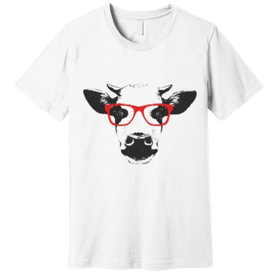 Portrait of Cow with glasses Premium T-Shirt