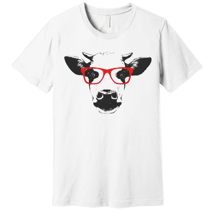 Portrait of Cow with glasses Premium T-Shirt