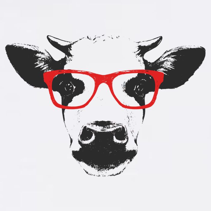 Portrait of Cow with glasses Baby Bodysuit