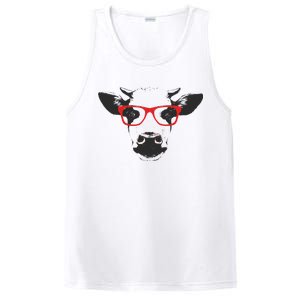 Portrait of Cow with glasses PosiCharge Competitor Tank