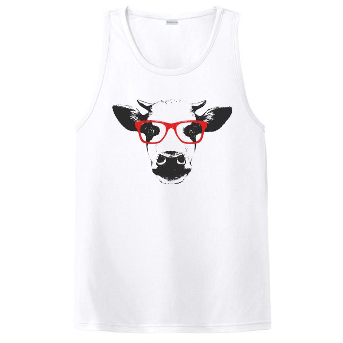 Portrait of Cow with glasses PosiCharge Competitor Tank