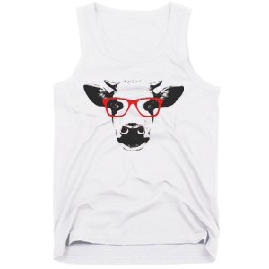 Portrait of Cow with glasses Tank Top