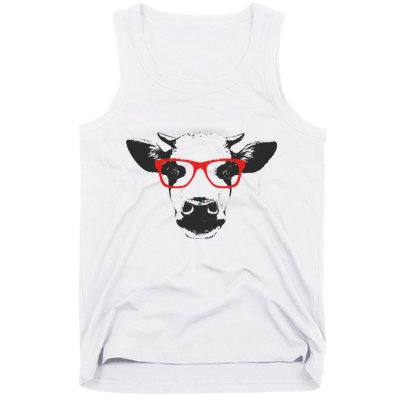 Portrait of Cow with glasses Tank Top