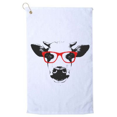 Portrait of Cow with glasses Golf Towel