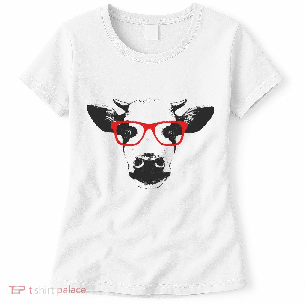 Portrait of Cow with glasses Womens T-Shirt