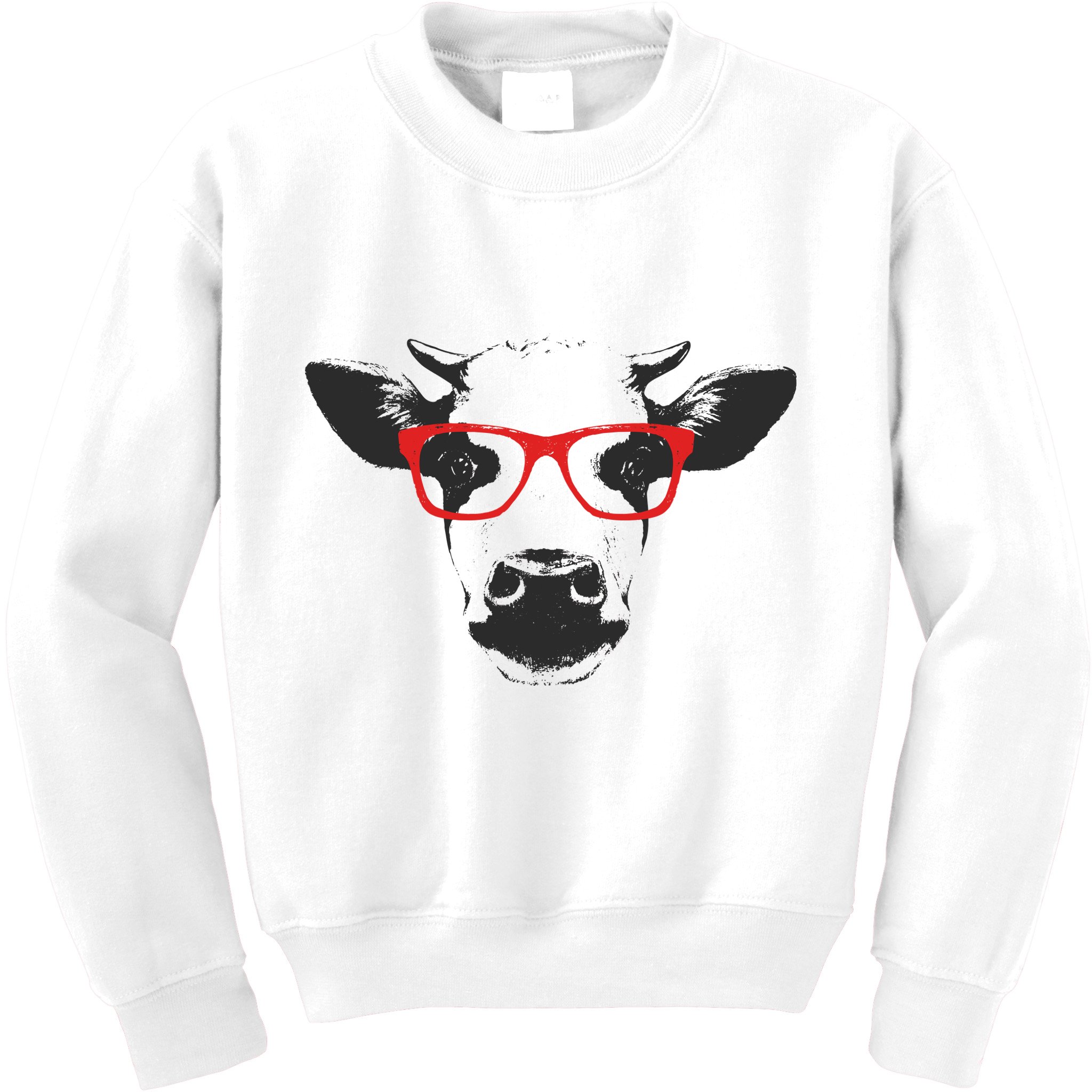 Portrait of Cow with glasses Kids Sweatshirt