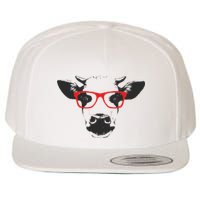 Portrait of Cow with glasses Wool Snapback Cap