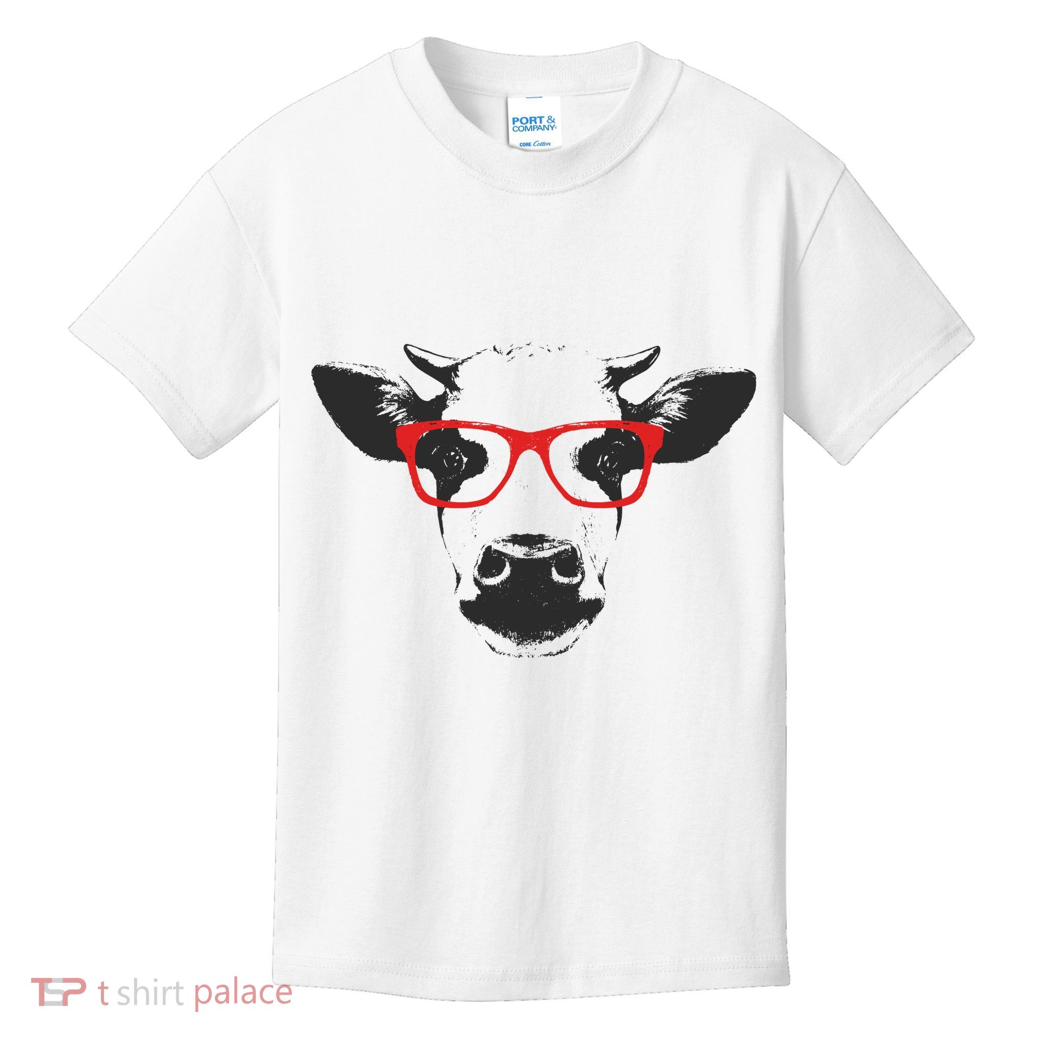 Portrait of Cow with glasses Kids T-Shirt