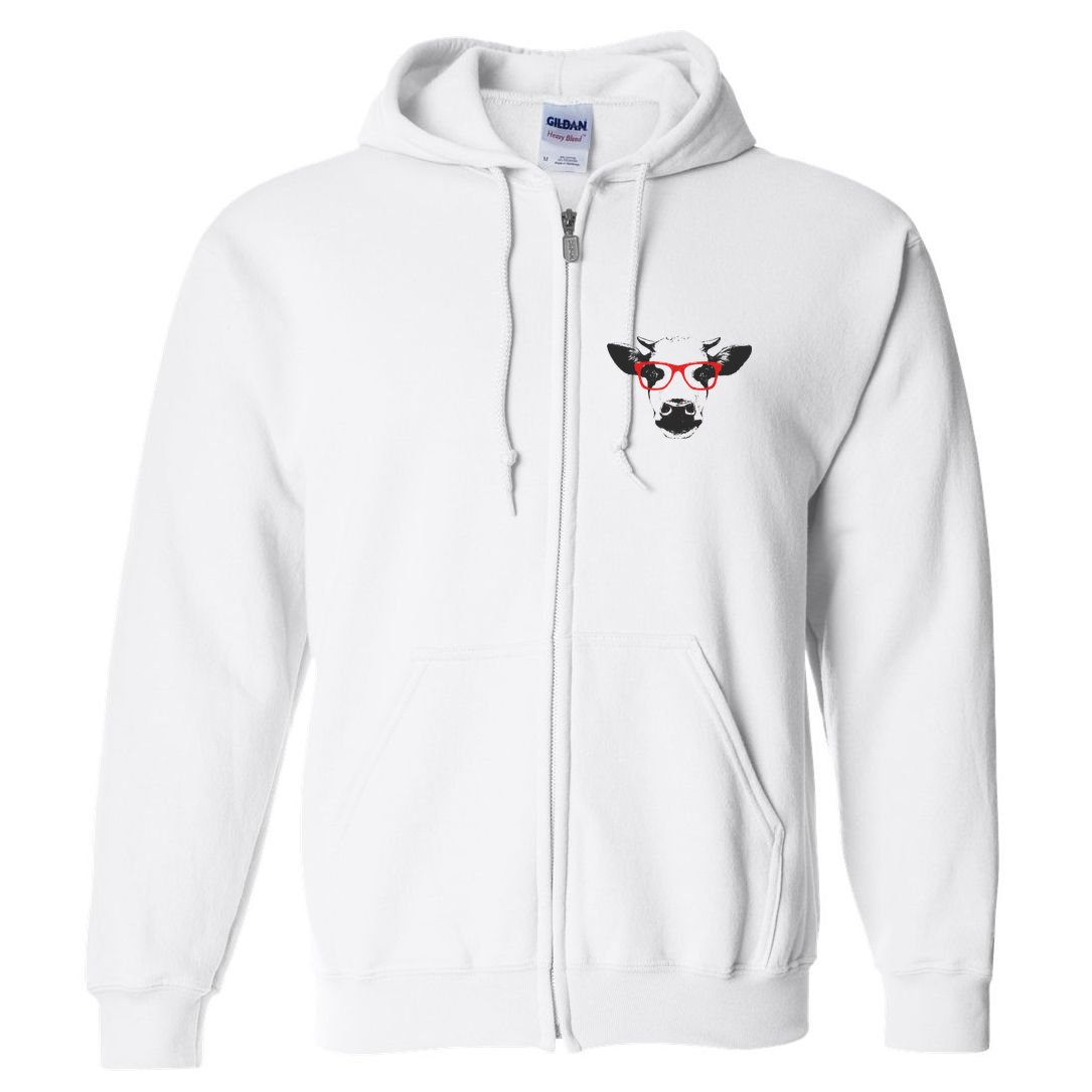 Portrait of Cow with glasses Full Zip Hoodie