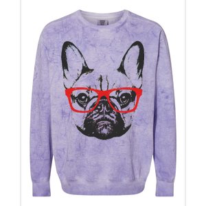 Portrait of French Bulldog with glasses Colorblast Crewneck Sweatshirt