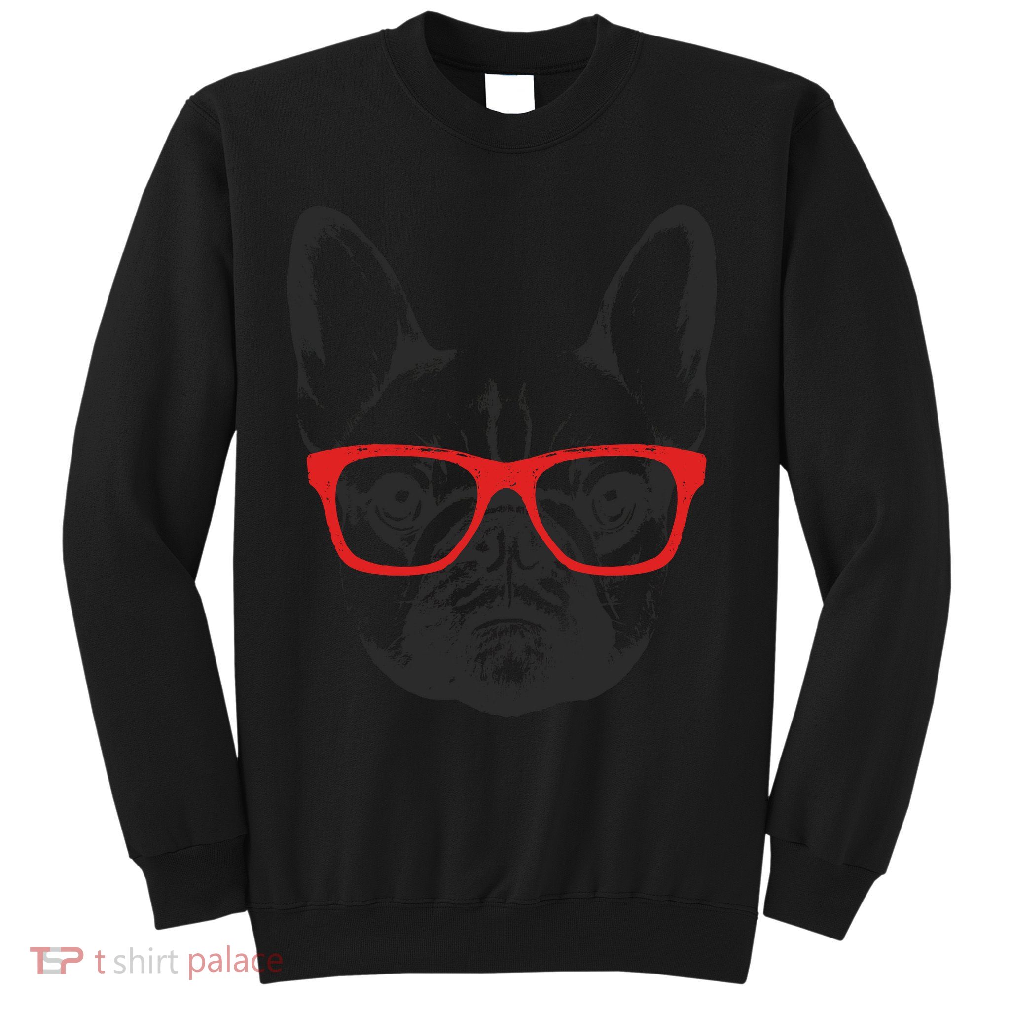 Portrait of French Bulldog with glasses Sweatshirt