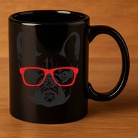 Portrait of French Bulldog with glasses 11oz C Handle Ceramic Mug