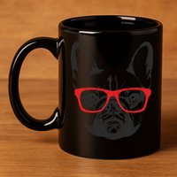 Portrait of French Bulldog with glasses 11oz C Handle Ceramic Mug