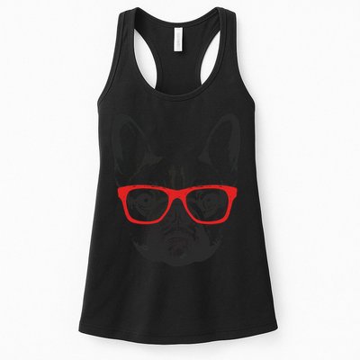 Portrait of French Bulldog with glasses Womens Tank Top
