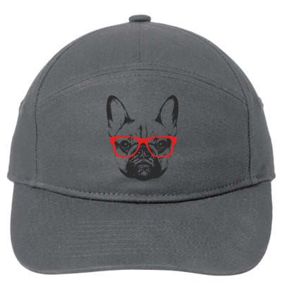 Portrait of French Bulldog with glasses 7-Panel Snapback Hat