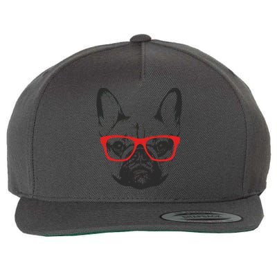 Portrait of French Bulldog with glasses Wool Snapback Cap