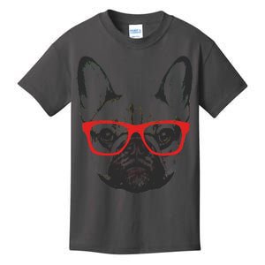 Portrait of French Bulldog with glasses Kids T-Shirt