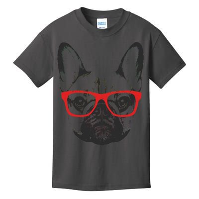 Portrait of French Bulldog with glasses Kids T-Shirt