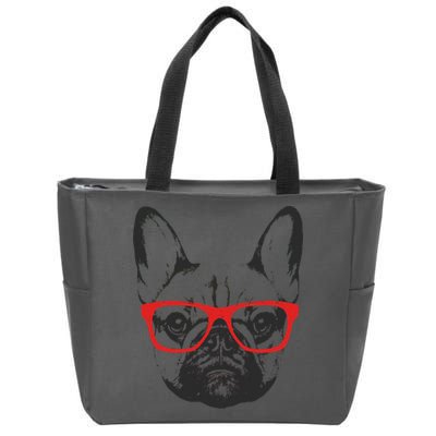 Portrait of French Bulldog with glasses Zip Tote Bag