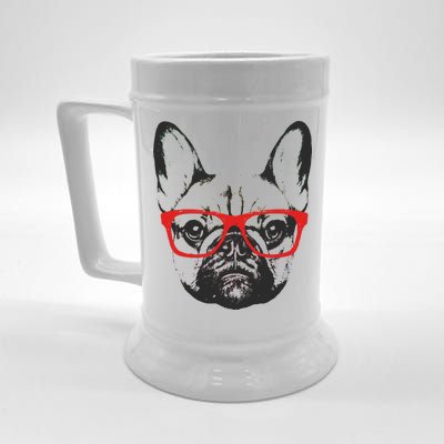 Portrait of French Bulldog with glasses Beer Stein