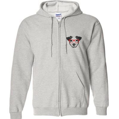 Portrait of Jack Russell with glasses Full Zip Hoodie