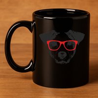 Portrait of Jack Russell with glasses 11oz C Handle Ceramic Mug