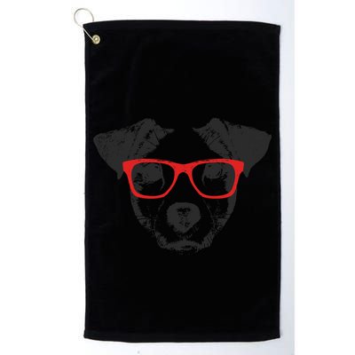 Portrait of Jack Russell with glasses Golf Towel