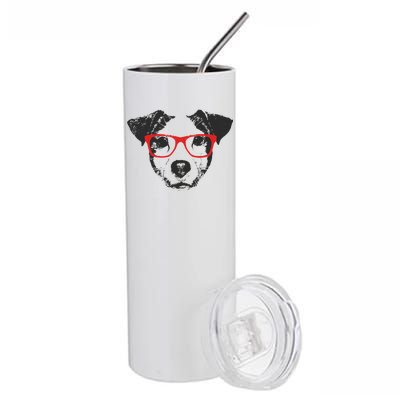 Portrait of Jack Russell with glasses Stainless Steel Tumbler