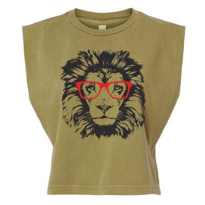 Portrait of Lion with glasses Garment-Dyed Women's Muscle Tee