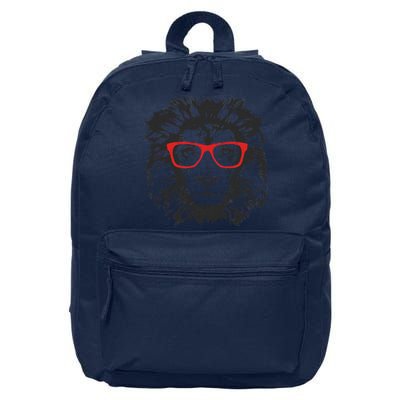 Portrait of Lion with glasses 16 in Basic Backpack