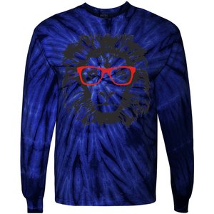 Portrait of Lion with glasses Tie-Dye Long Sleeve Shirt