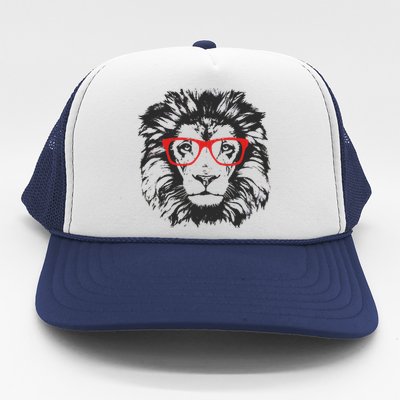 Portrait of Lion with glasses Trucker Hat