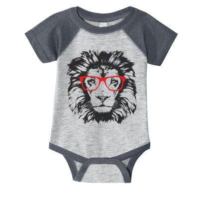 Portrait of Lion with glasses Infant Baby Jersey Bodysuit