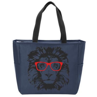 Portrait of Lion with glasses Zip Tote Bag