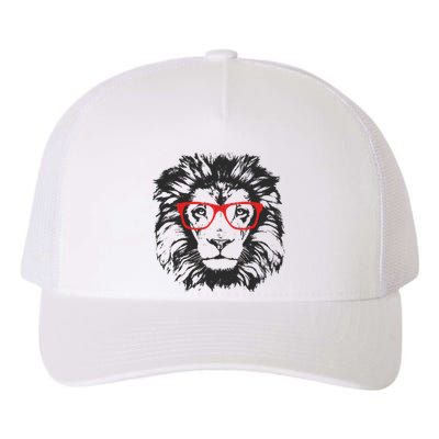 Portrait of Lion with glasses Yupoong Adult 5-Panel Trucker Hat