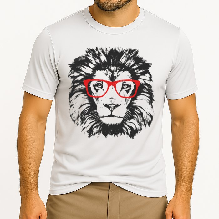 Portrait of Lion with glasses Performance Shirt