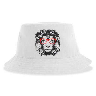 Portrait of Lion with glasses Sustainable Bucket Hat