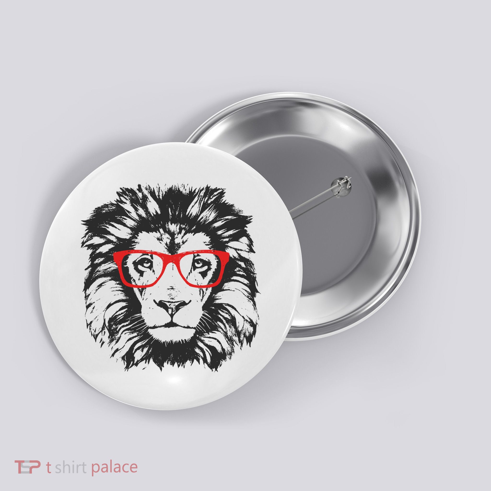 Portrait of Lion with glasses Button