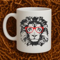 Portrait of Lion with glasses Mug