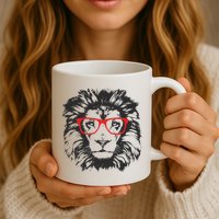 Portrait of Lion with glasses Mug